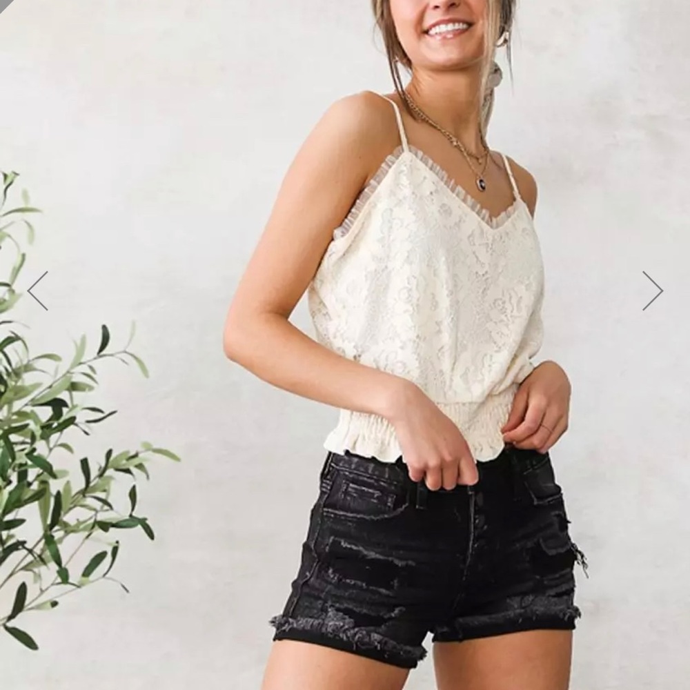 Lace Smocked Tank Top